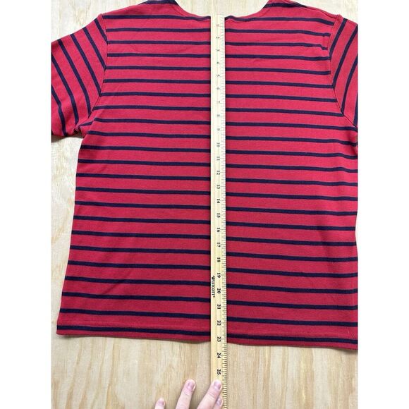 LL Bean Red Blue Sweater XL Cotton Crew Neck Long Sleeve Striped Pull Over - Picture 4 of 5